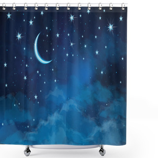 Personality  Night Sky Background Stars And Moon. Shower Curtains
