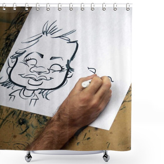 Personality  Caricature Drawing Shower Curtains