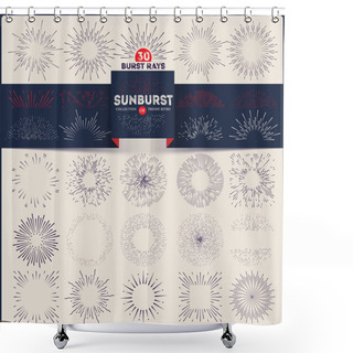 Personality  Collection Of Trendy Retro Sunburst. Bursting Rays Design Elements Shower Curtains