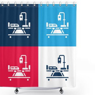 Personality  Bed Blue And Red Four Color Minimal Icon Set Shower Curtains
