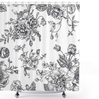 Personality  Pattern With Bouquet Of  Flowers. Shower Curtains
