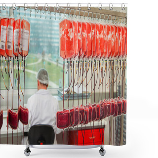 Personality  Investigation Of Blood Donors In The Blood Lab Shower Curtains