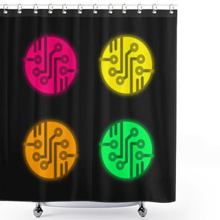 Personality  Bio Sensor Four Color Glowing Neon Vector Icon Shower Curtains