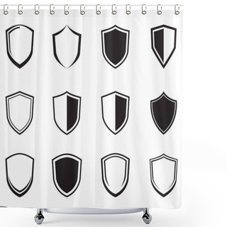 Personality  Shield Icon Vector Illustration Graphic On Background Shower Curtains