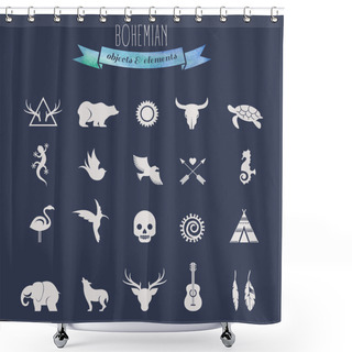 Personality  Collection Of Bohemian, Tribal Objects, Elements And Icons Shower Curtains