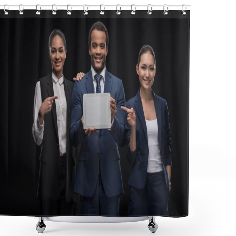 Personality  Business Colleagues With Digital Tablet  Shower Curtains