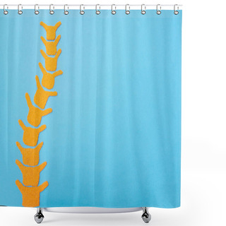 Personality  Spine On A Blue Background. The Concept Of Spinal Diseases, Curvature Of The Spine And Scoliosis, Copy Space Shower Curtains