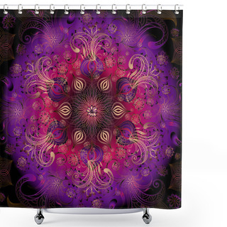 Personality  Colorful Floral Round Frame Shower Curtains