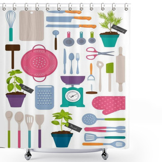 Personality  Set Of Kitchen Tools Shower Curtains