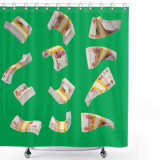 Personality  Stack Of The Russian Ruble. Bundles Of Russian Money In Different Angles. Bundles Of Russian Money In Motion. Isolated 3d Render 5000 Rubles Shower Curtains