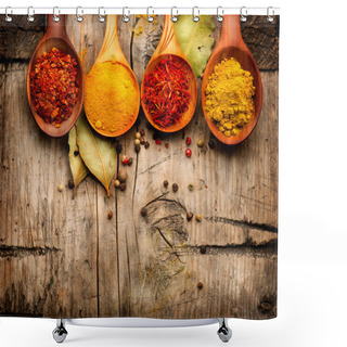 Personality  Various Spices And Herbs Shower Curtains