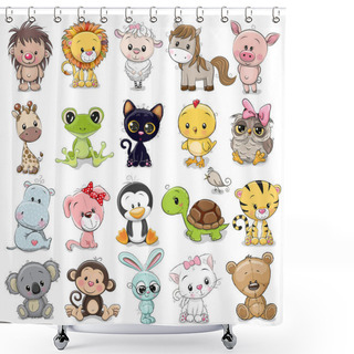 Personality  Set Of Cute Animals  Shower Curtains