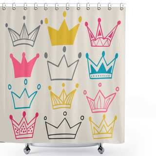 Personality  Set Of Cute Cartoon Crowns. Shower Curtains