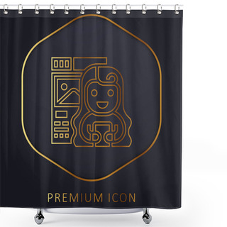 Personality  Blogger Golden Line Premium Logo Or Icon Shower Curtains