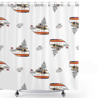 Personality  Marine Pattern With Boats Shower Curtains