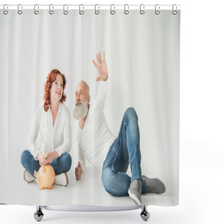 Personality  Couple With Dollars And Piggy Bank Shower Curtains
