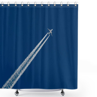 Personality  Airplanes Leaving Contrail Trace On A Clear Blue Sky. Shower Curtains