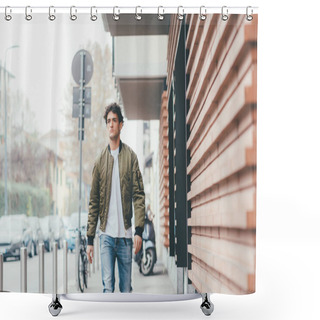 Personality  Man In City Looking Away Shower Curtains