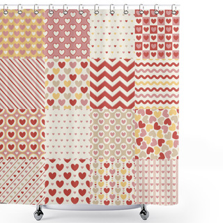 Personality  Seamless Heart Retro Pattern Shower Curtains