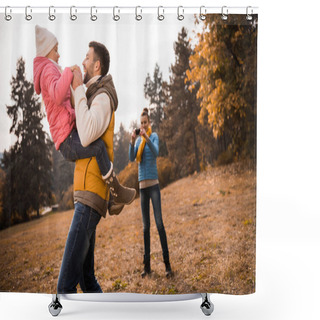 Personality  Man Playing With Little Daughter In Park Shower Curtains