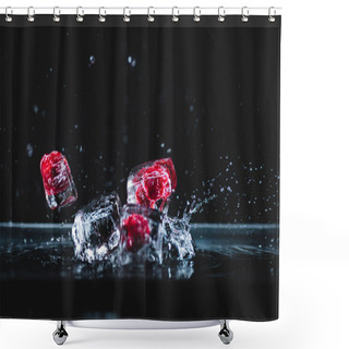 Personality  Frozen Fruits In Ice Cubes Shower Curtains
