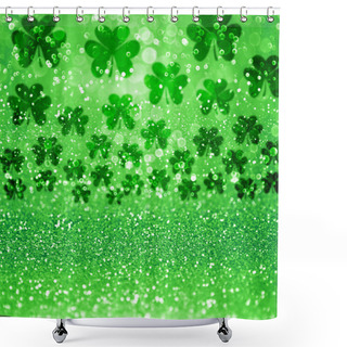 Personality  St Patricks Day Lucky Glitter Sparkle Background For Saint Patty Party Invite, Irish Shamrock Clovers Sale Flyer, Celebration, Card, Green Spring Texture, Luck Confetti Pattern Or Poster Shower Curtains