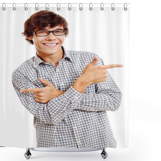 Personality  Guy Showing Two Directions Shower Curtains