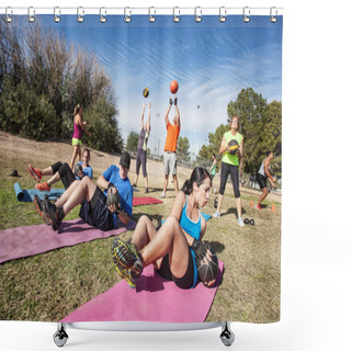 Personality  Outdoor Bootcamp Fitness Class Shower Curtains