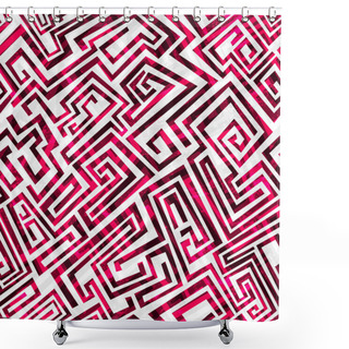 Personality  Red Maze Seamless Pattern Shower Curtains