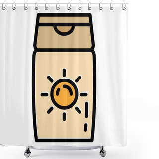 Personality  Sunscreen Cream Bottle Icon, Outline Style Shower Curtains