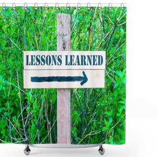 Personality  LESSONS LEARNED Directional Sign Shower Curtains