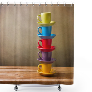 Personality  Colorful Coffee Cups Shower Curtains