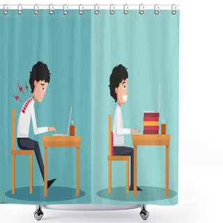 Personality  The Sample Of The Guy Sitting In Wrong And Right Ways Shower Curtains