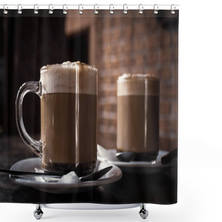 Personality  Cup Of Latte Coffee With Foam Shower Curtains