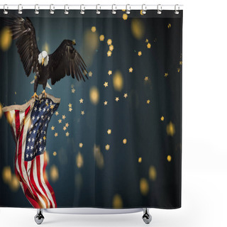 Personality  Bald Eagle Flying With American Flag Shower Curtains