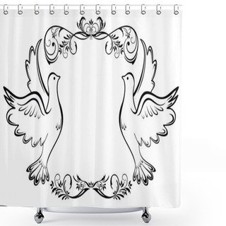 Personality  Vintage Wedding Frame Shower Curtains