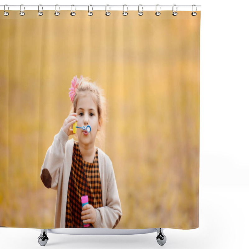 Personality  Child Blowing Soap Bubbles Shower Curtains