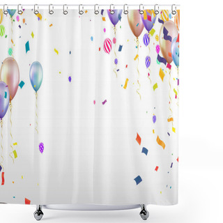 Personality  Pastel Balloons On Background.  Birthday Party Background, Copy Space Shower Curtains