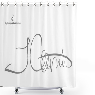 Personality  Abstract, Fictitious, Digital Signature Icon Protected With Encryption Technology. Vector Electronic Autograph, Business Concept Shower Curtains