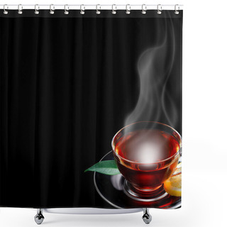 Personality  Cup Of Tea Black Background, Space For Text Shower Curtains