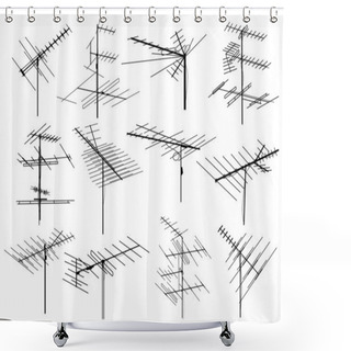 Personality  Set Of Silhouettes Of Different Television Aerial Wire. Shower Curtains