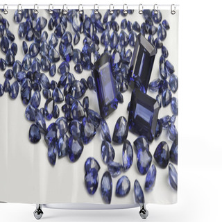 Personality  Natural Loose Blue Sapphire Gemstone. Shower Curtains