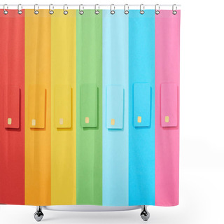 Personality  Top View Of Multicolored Empty Credit Cards On Rainbow Background Shower Curtains