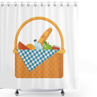 Personality  Wicker Picnic Basket Shower Curtains