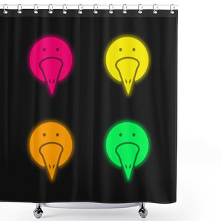 Personality  Bird Portrait Four Color Glowing Neon Vector Icon Shower Curtains