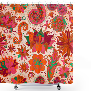 Personality  Vintage Floral Motif Ethnic Seamless Background. Shower Curtains