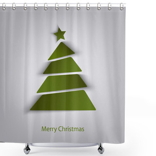 Personality  Abstract Christmas Green Card With Tree Shower Curtains