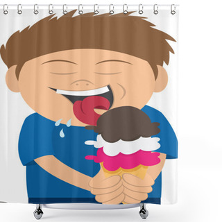 Personality  Kid Licking An Ice Cream Cone Shower Curtains