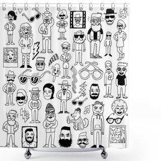 Personality  Doodle Hipsters Shower Curtains