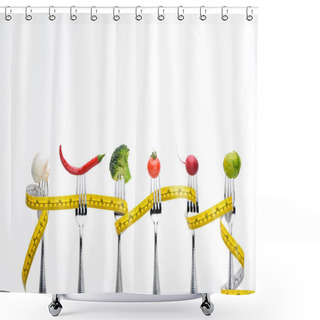 Personality  Fresh Vegetables On Forks Shower Curtains
